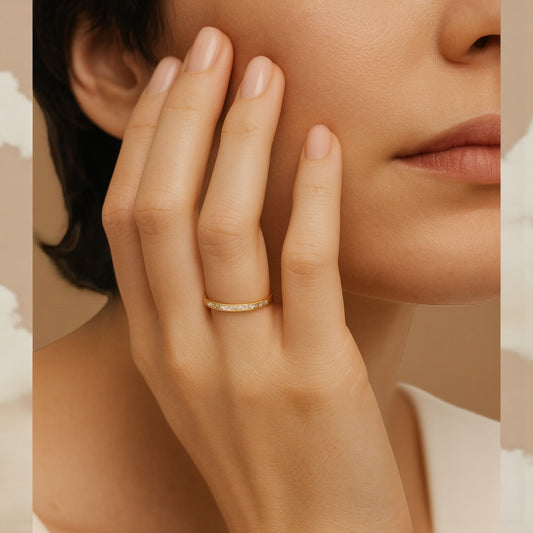 1.5MM Pave Natural Diamond Band in 18KT Gold