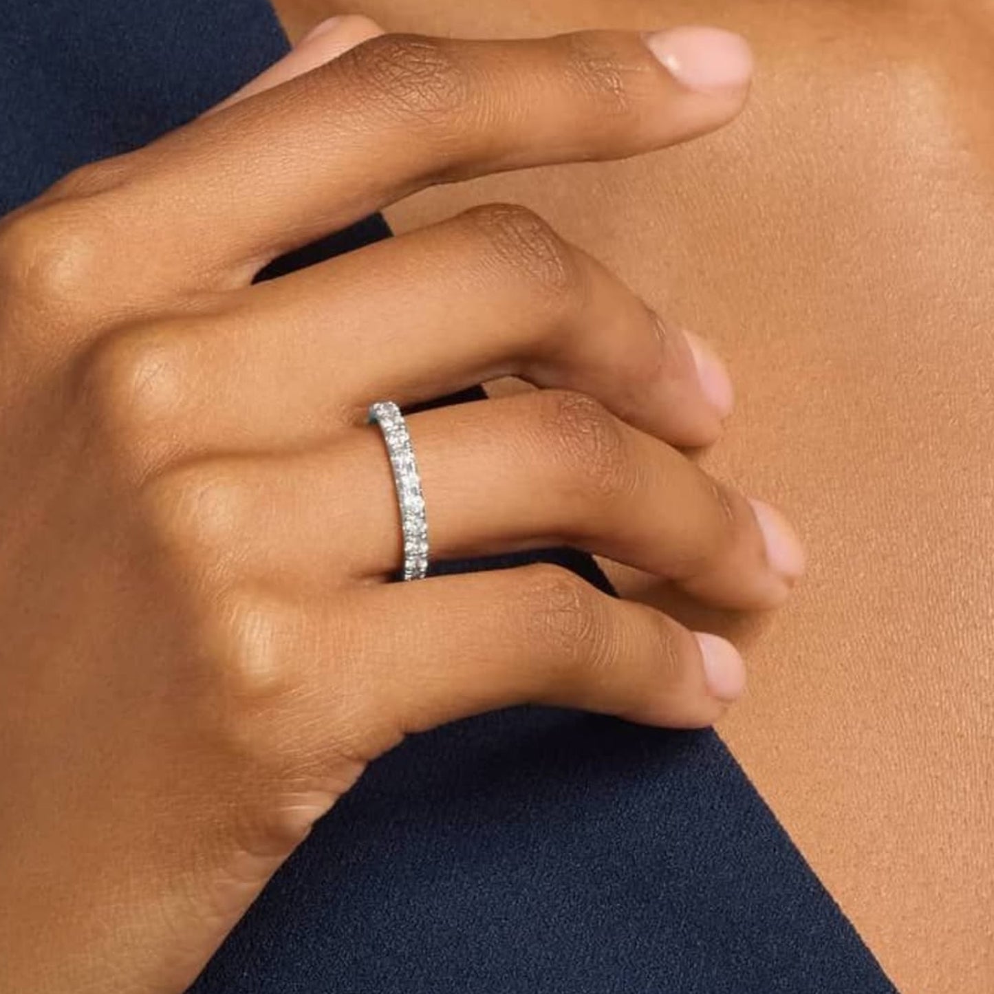 2MM CZ Pave Band in 925 Sterling Silver