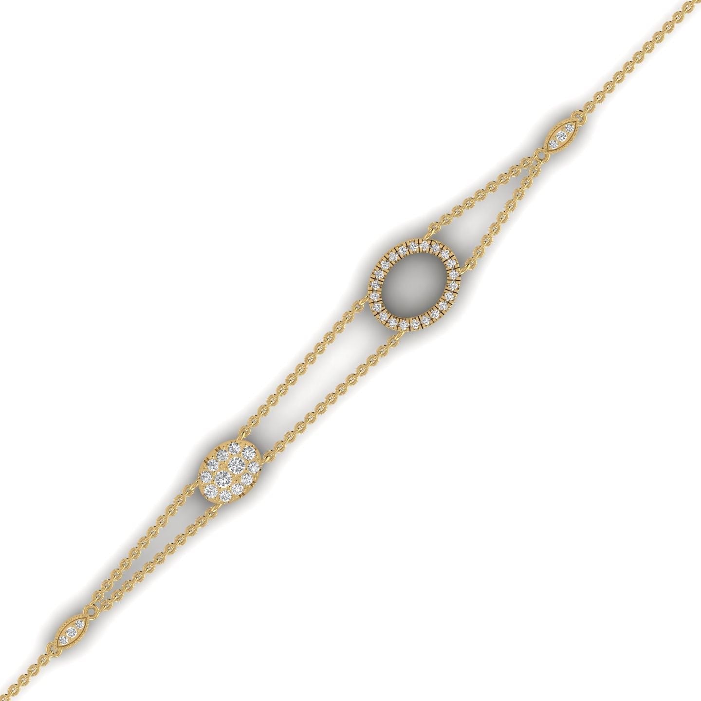 Velar Oval Shape Diamond Cluster Bracelet in 18K Gold