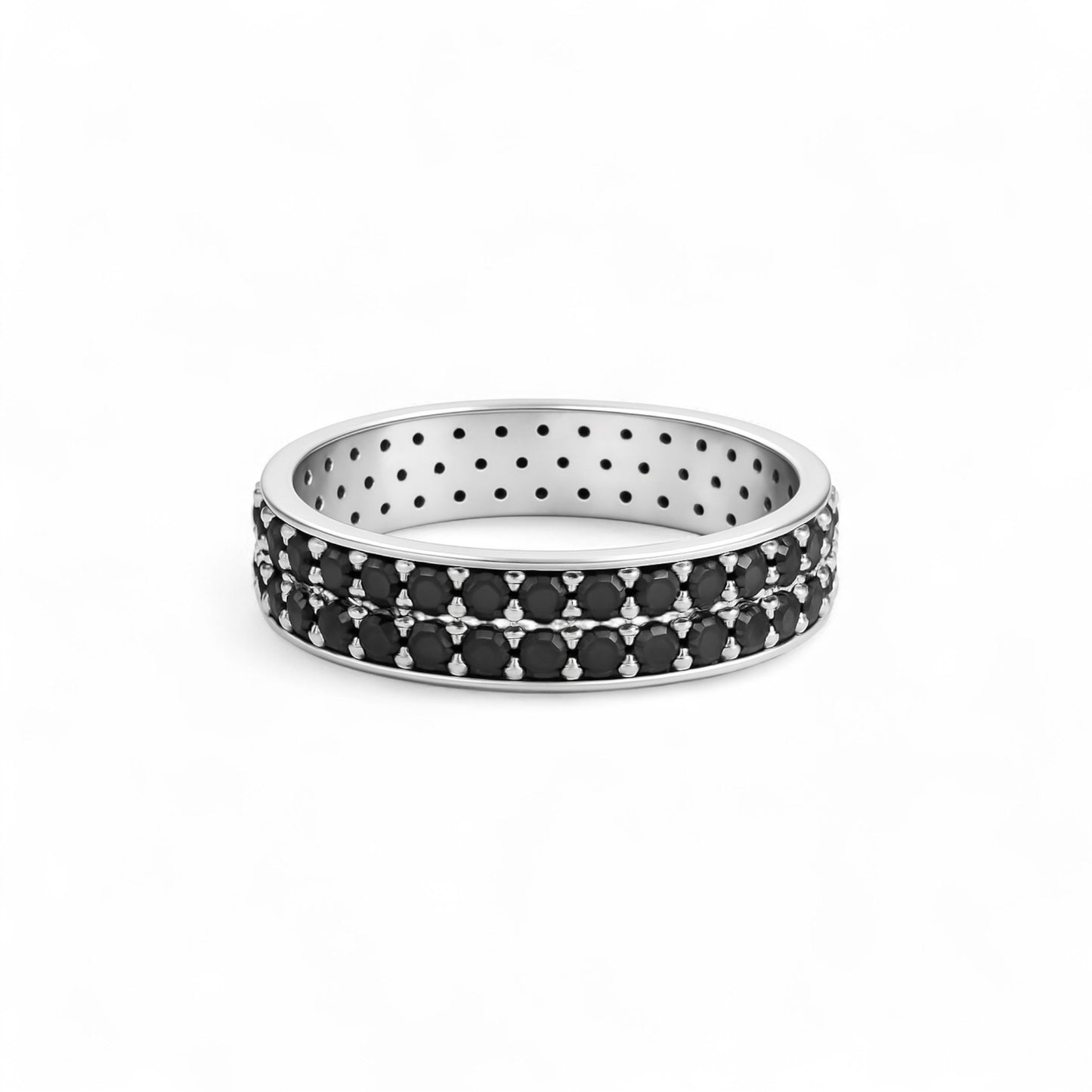 360 Black Studded Cubic Zirconia Band in 10KT Gold