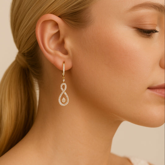 3D Pave Twinkle Infinie Drop Earrings in 18K Gold