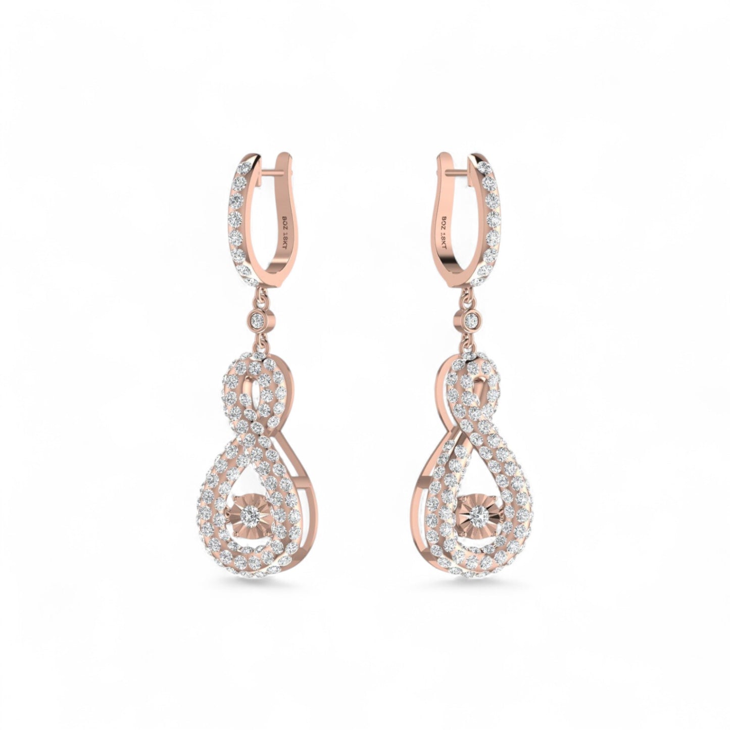 3D Pave Twinkle Infinie Drop Earrings in 18K Gold