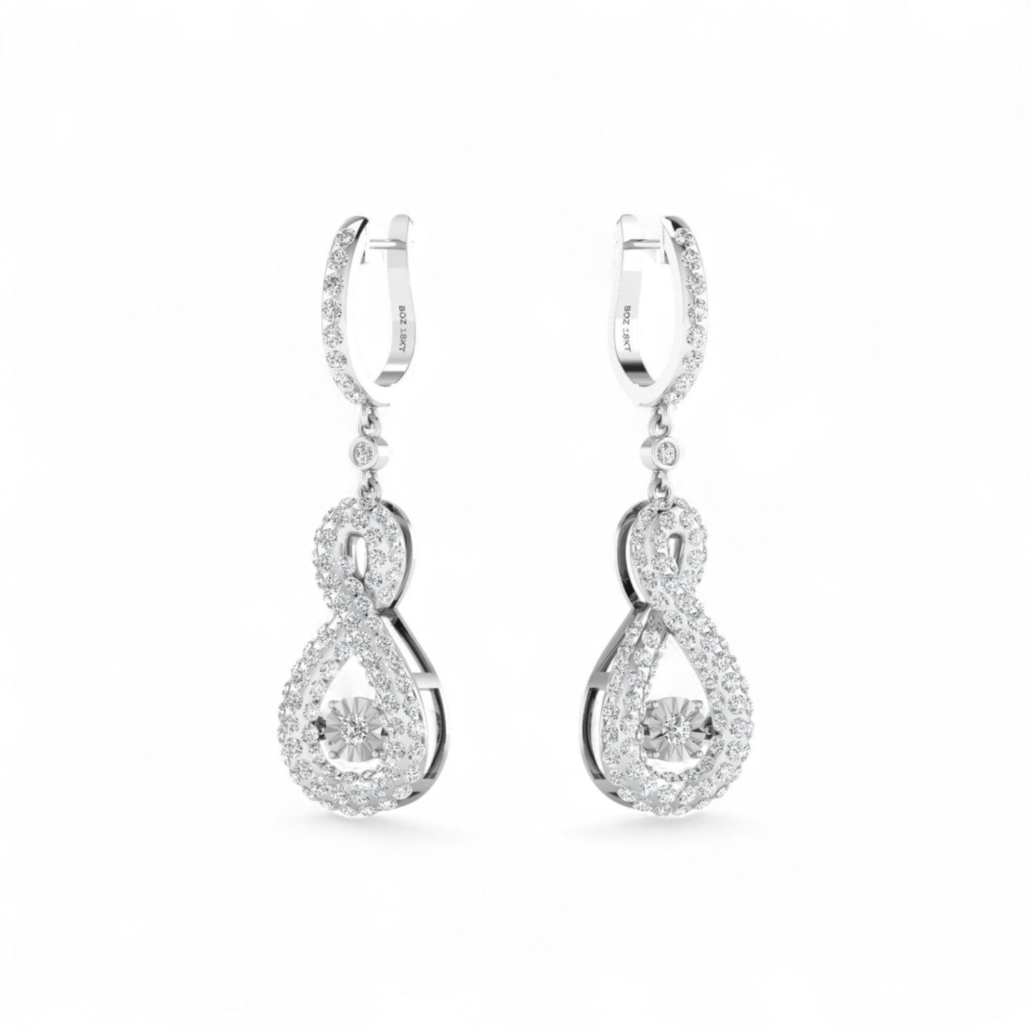 3D Pave Twinkle Infinie Drop Earrings in 18K Gold