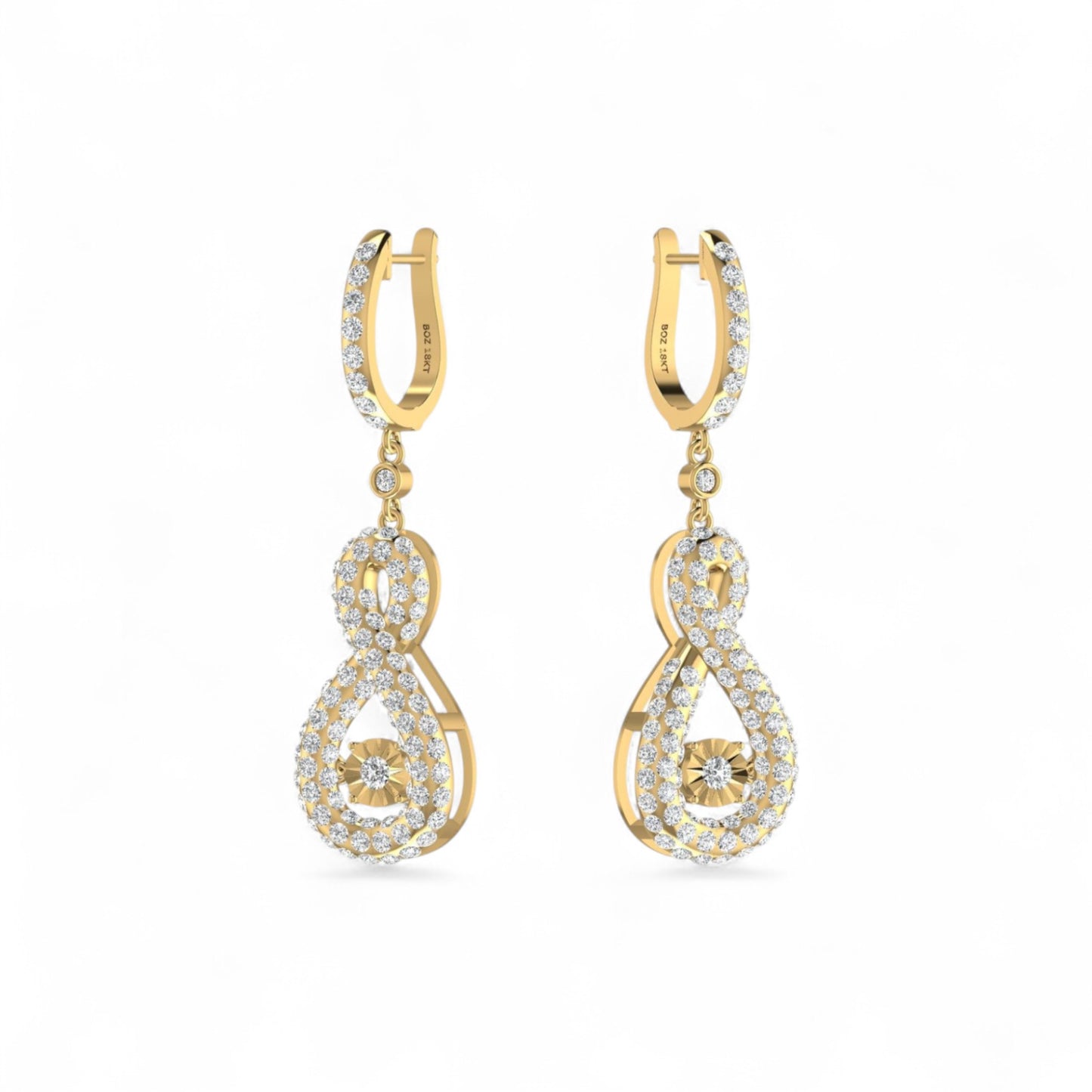 3D Pave Twinkle Infinie Drop Earrings in 18K Gold