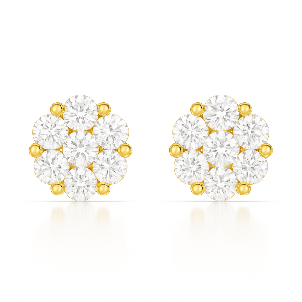 Gold and diamond earrings on a white background