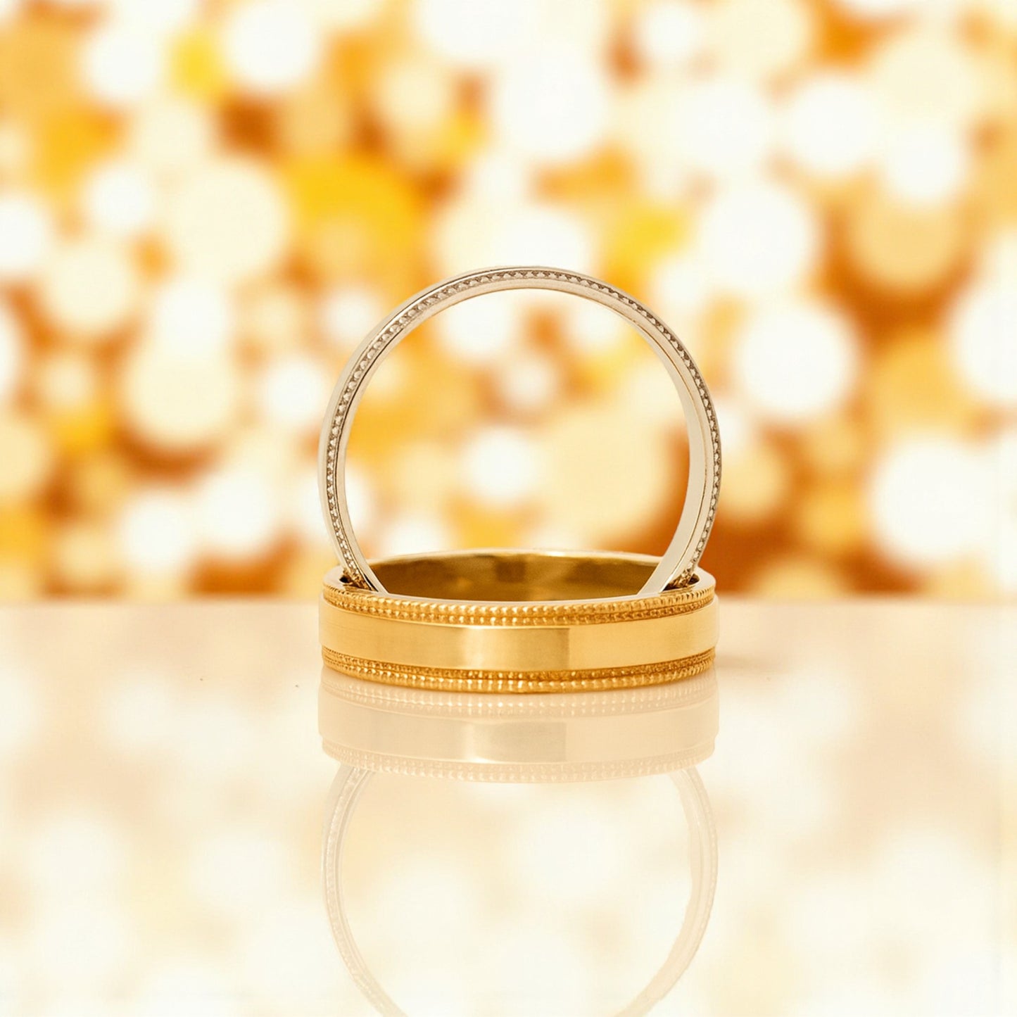 6MM Milgrain Border Band in 18KT Gold