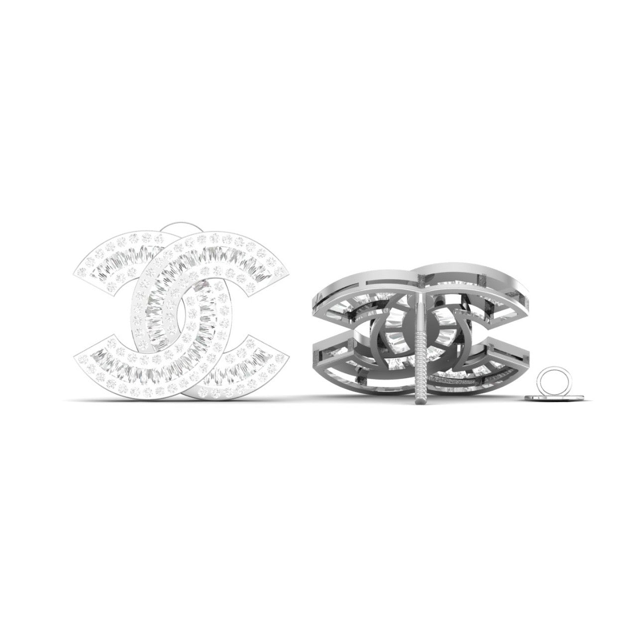 Interlocked C Diamond Studs in 18K Gold