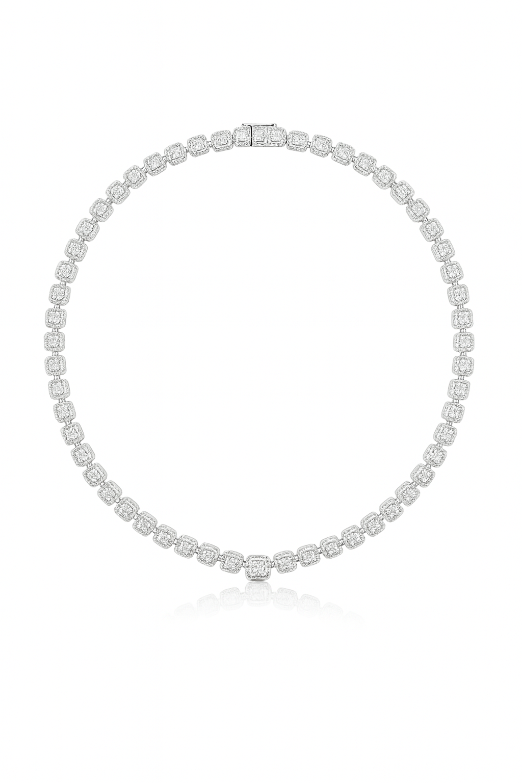 Diamond necklace on a white background