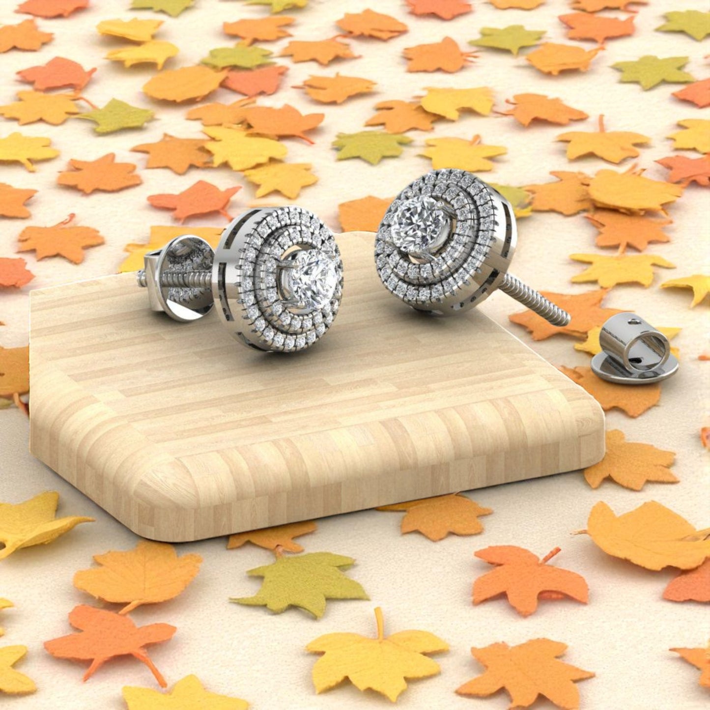 Aiden Natural Diamond Studs in 18K Gold