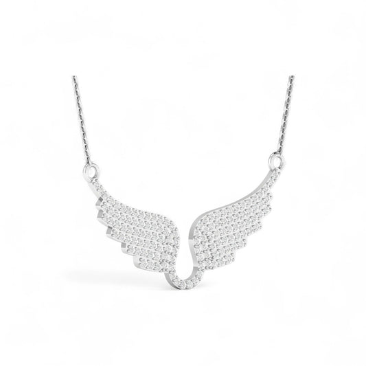 Angel Wings Natural Diamond Pendant Necklace in 18K Gold