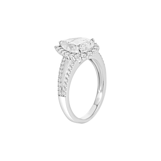 Aurora Pear Cut CZ Engagement Ring in 925 Sterling Silver