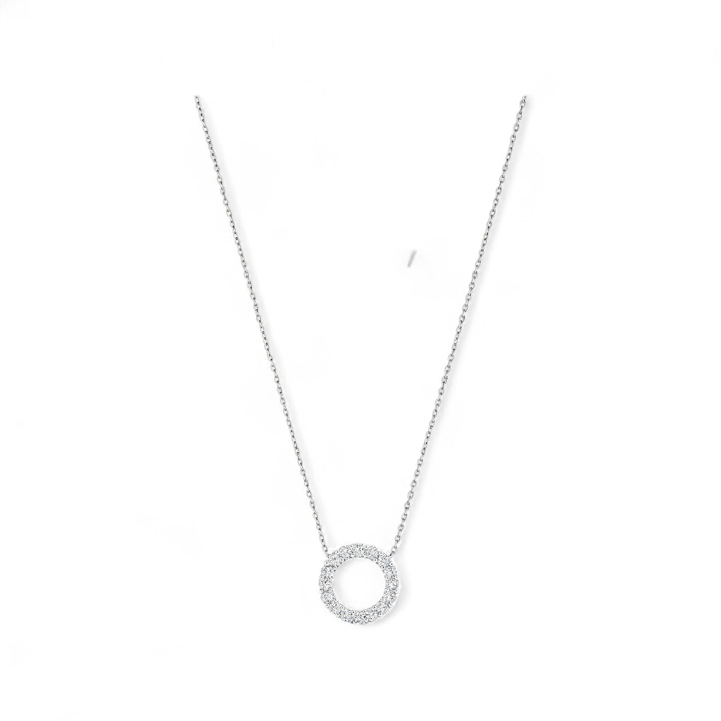 3MM Pave Eternity Moissanite Necklace in 925 Sterling Silver