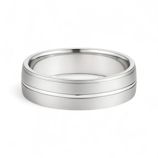 6mm Midline Sandblast Band in 18k Gold