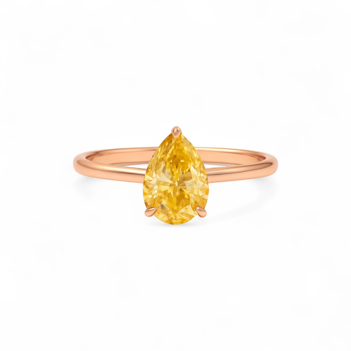 Beth Pear Cut Moissanite Gemstone and Natural Diamond Ring in 18K Gold
