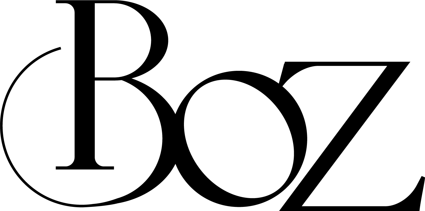 Black 'BOZ' logo on a white background