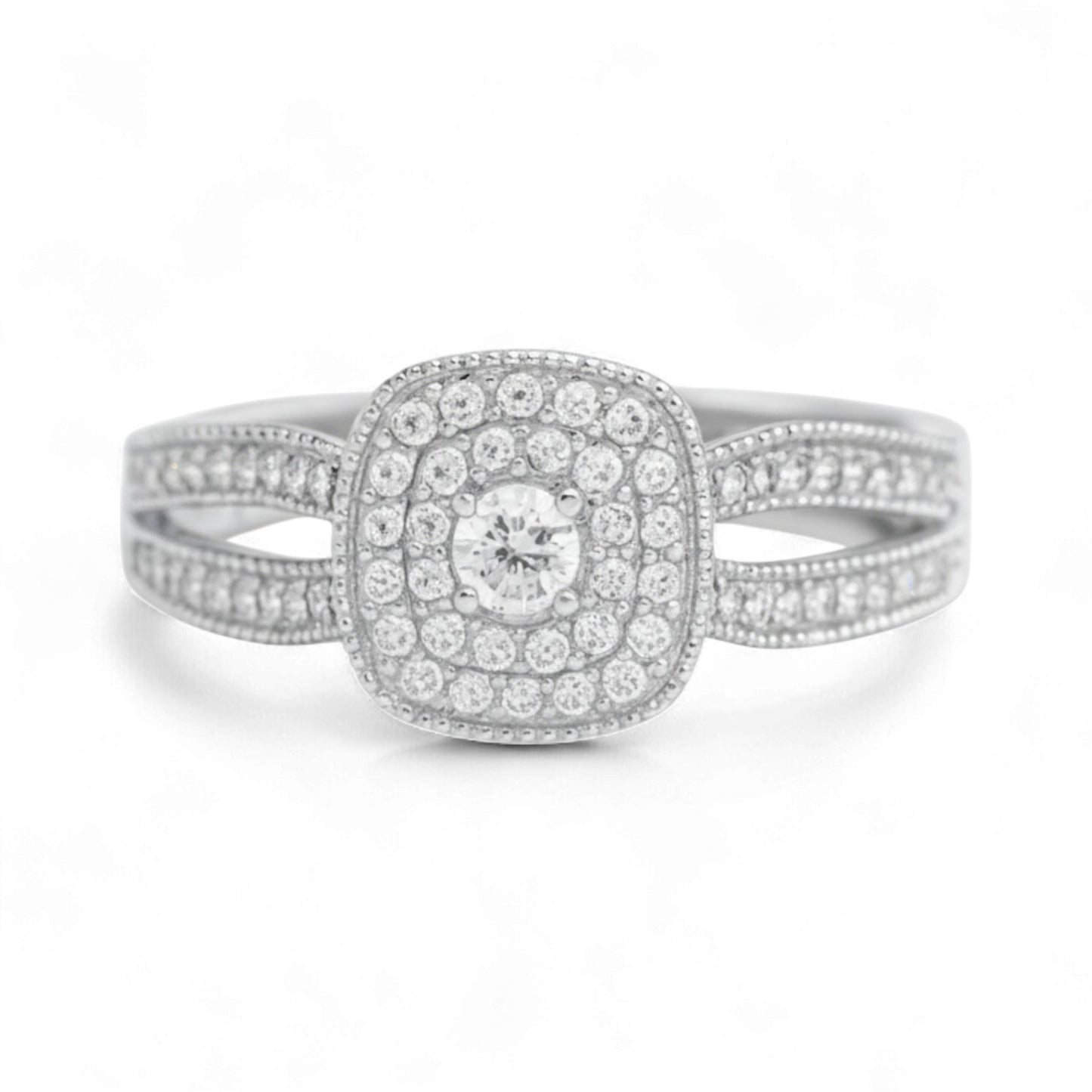 Diamond ring with a white background