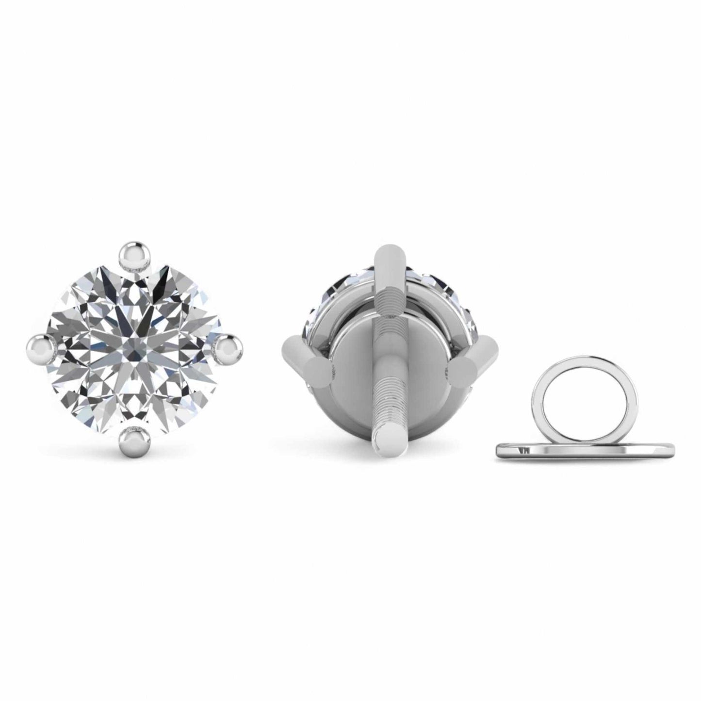 Set of silver jewelry items including a round diamond, a ring, and a bar on a white background