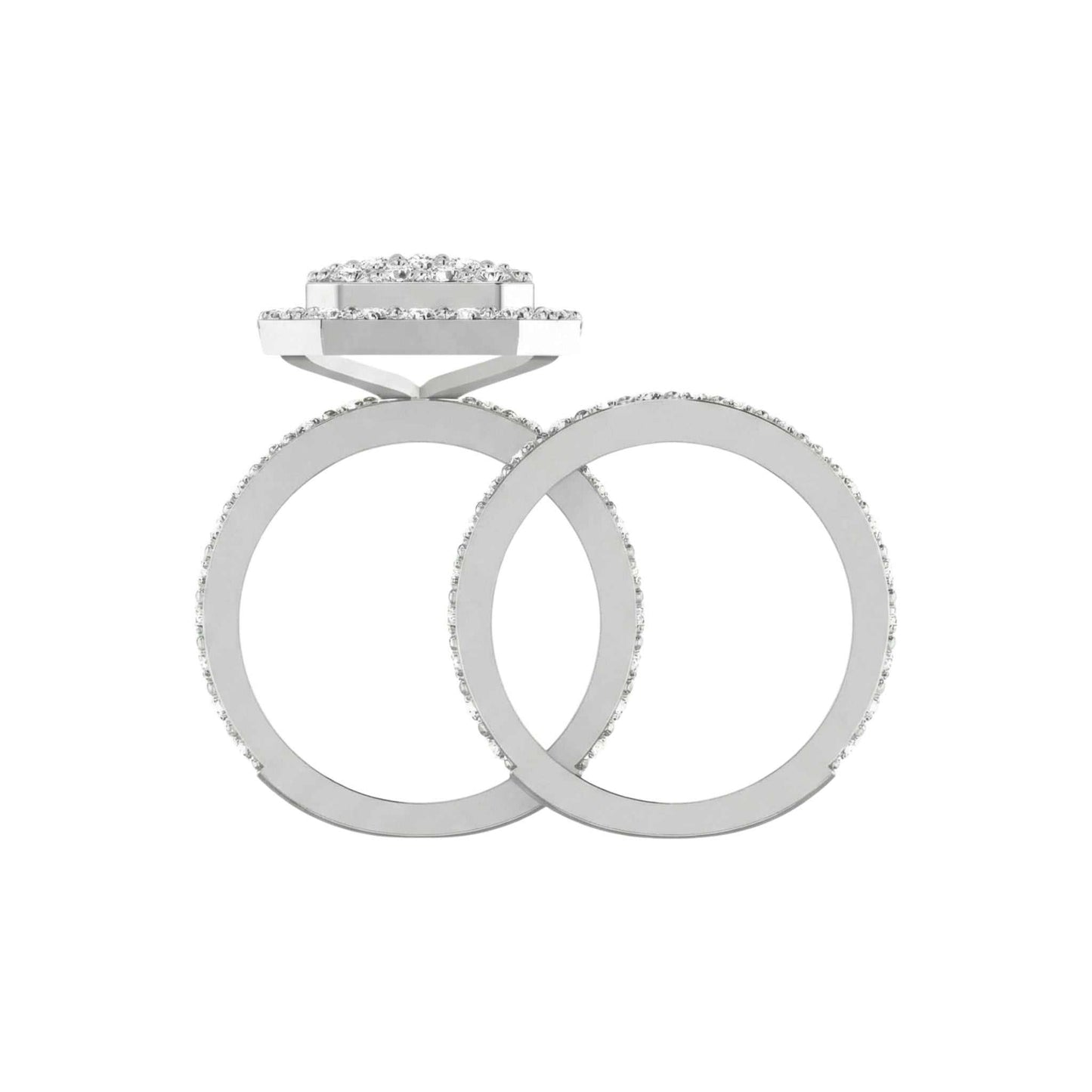 Two silver rings with diamond accents on a white background