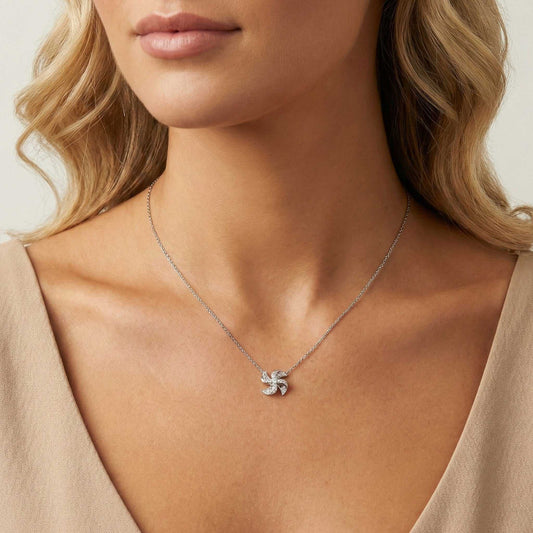 Willow Natural Diamond Clover Pendant Necklace in 18KT Gold