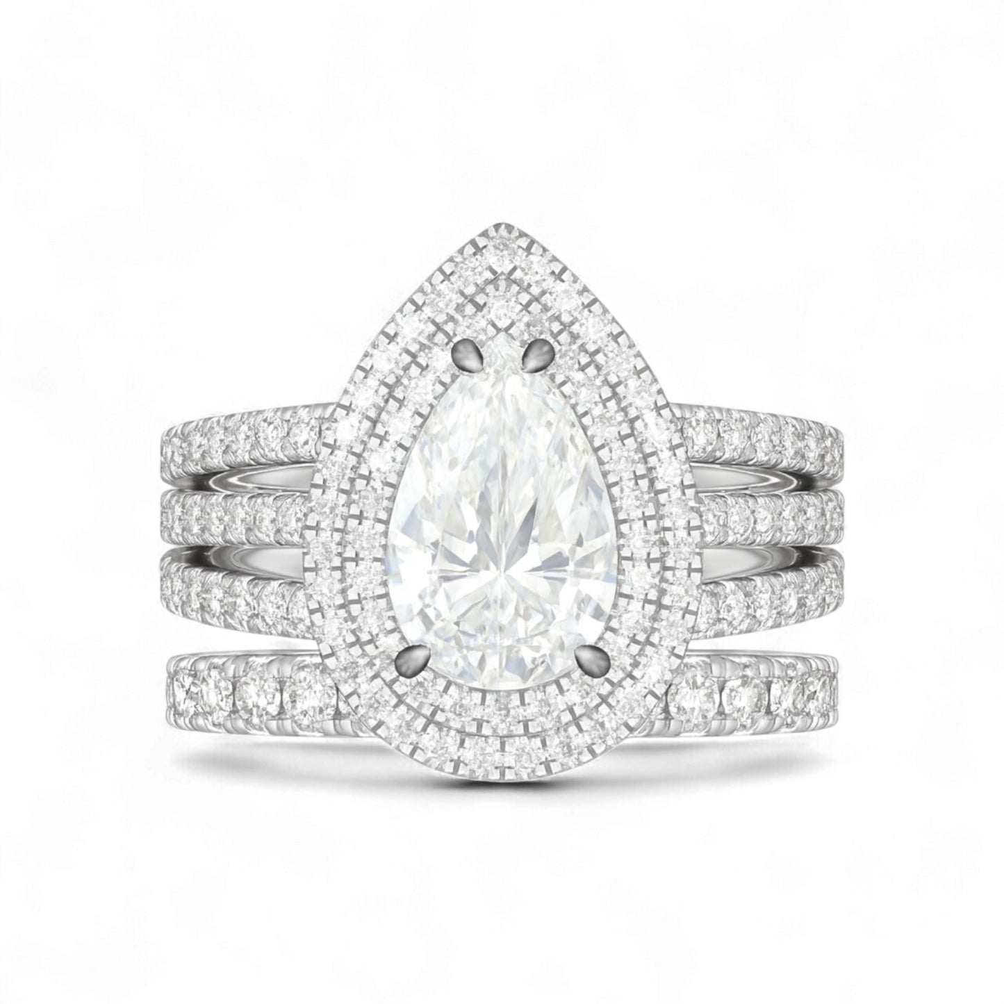 Lovely Pear Lab Grown Diamond Bride Set in Platinum