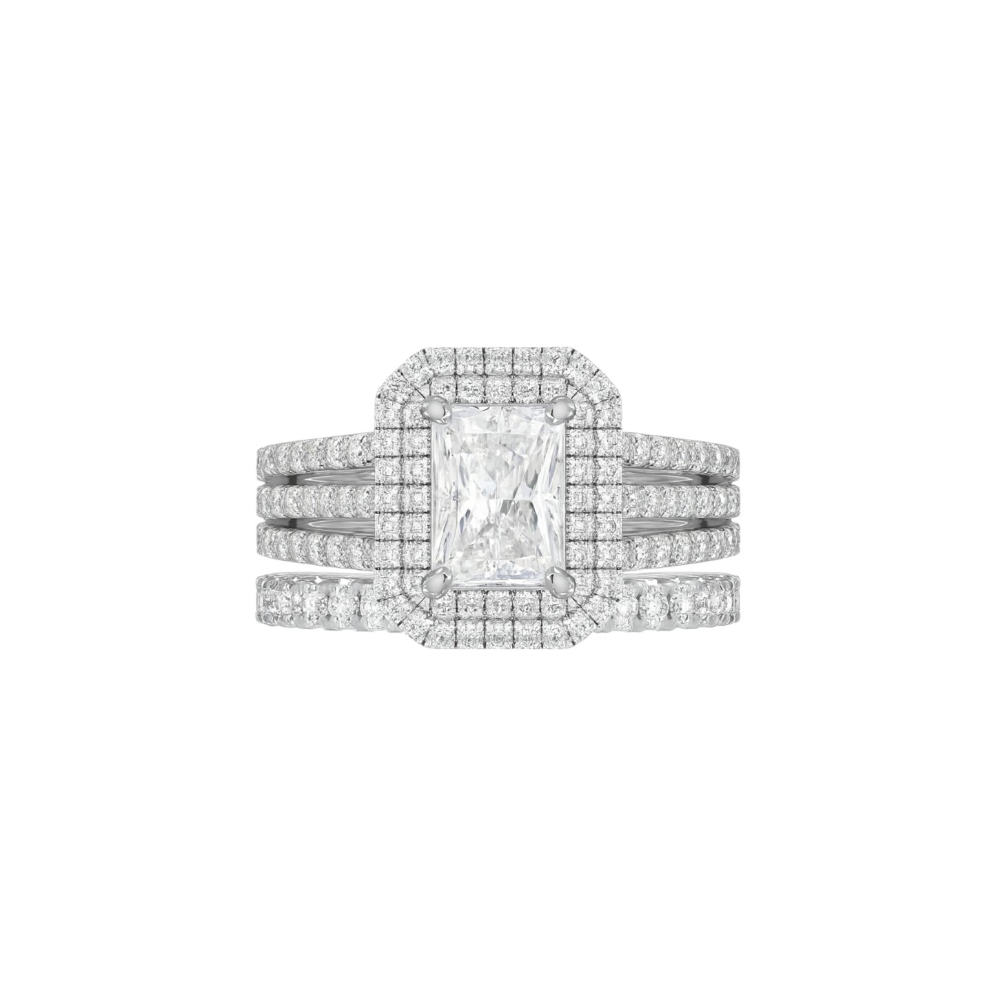 Lovely Radiant Lab Grown Diamond Bride Set in Platinum