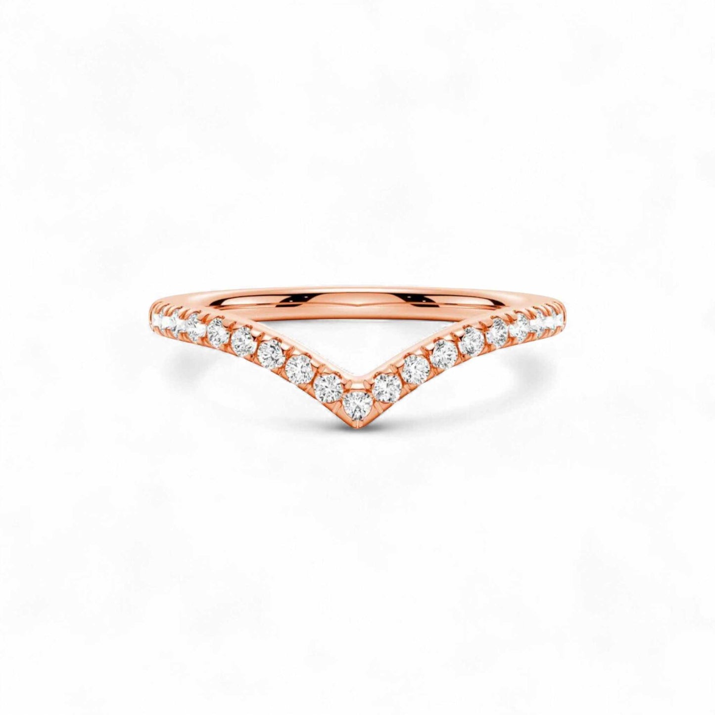 Wishbone Curve CZ Band in 10KT Gold