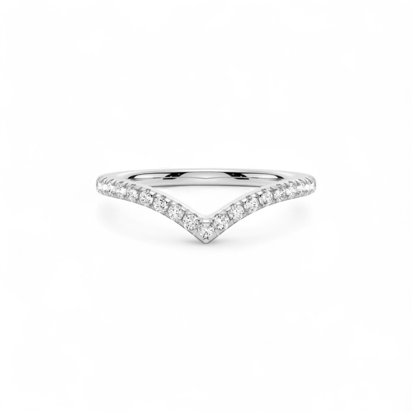 Wishbone Curve CZ Band in 10K Gold