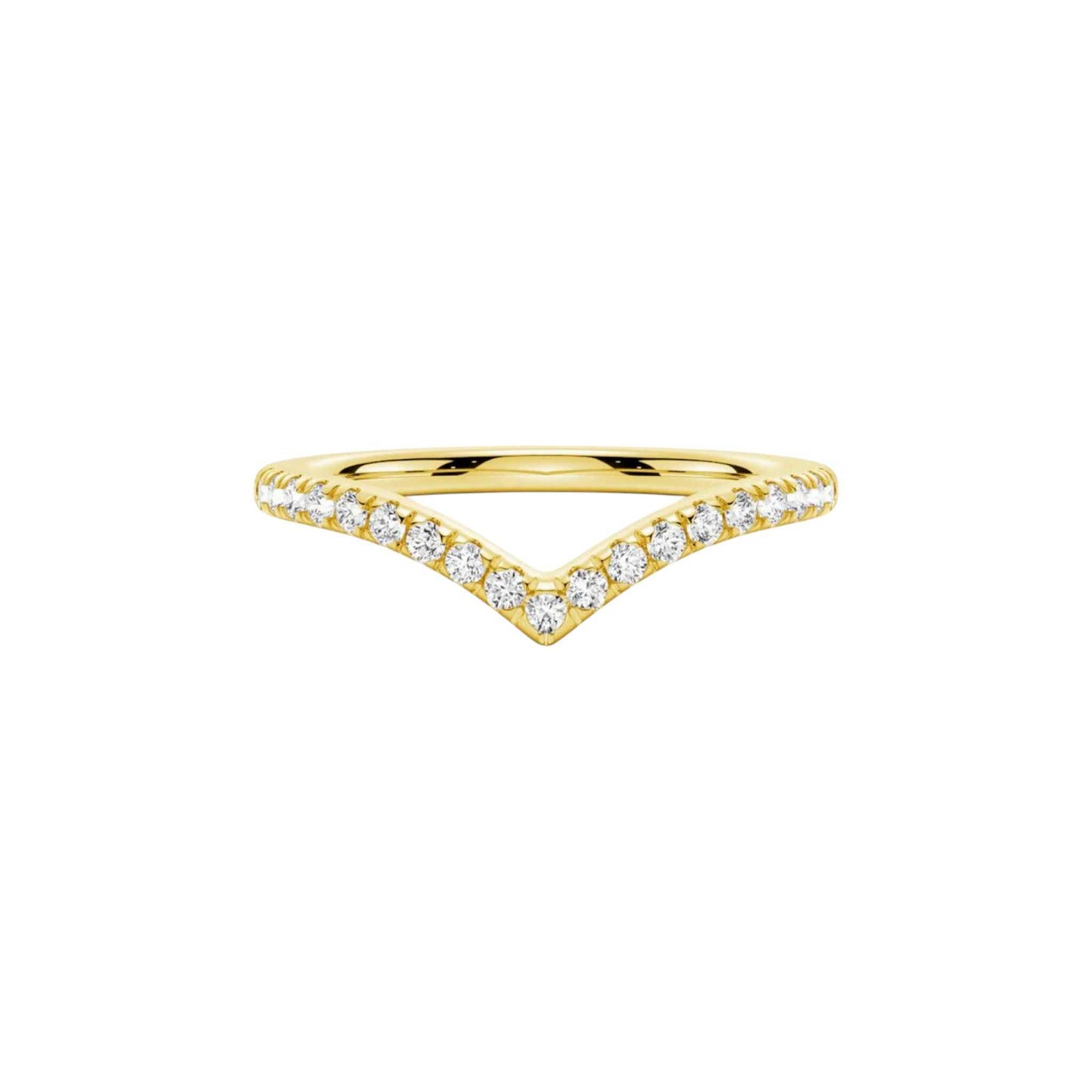 Wishbone Curve Moissanite Band in 18K Gold