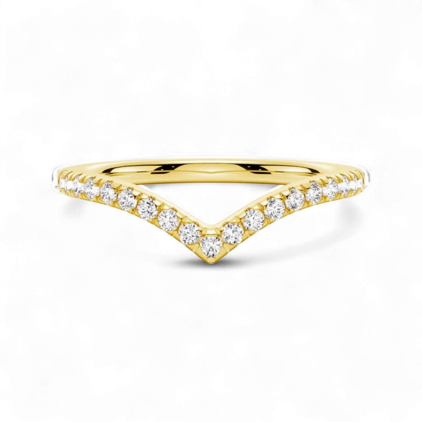 Wishbone Curve Natural Diamonds Band in 18KT Gold
