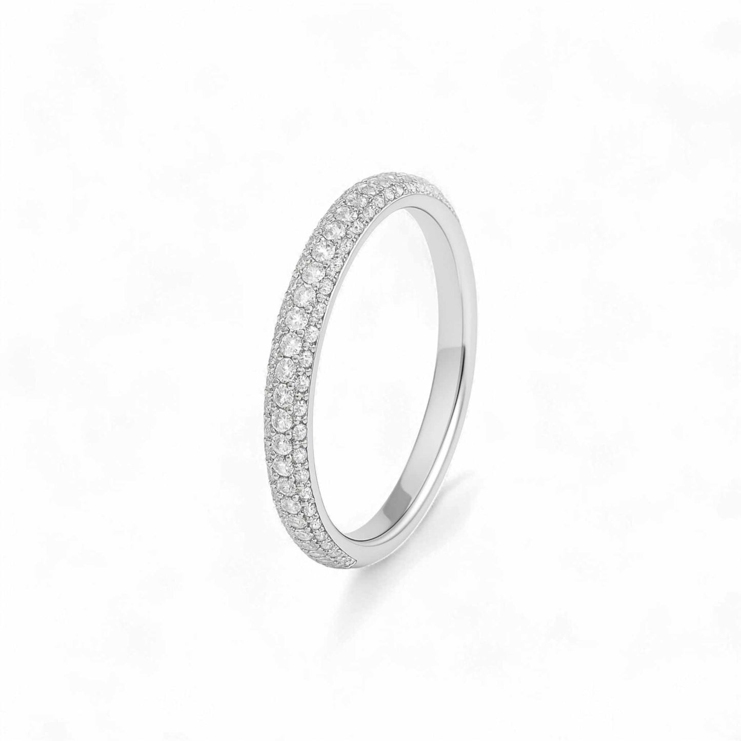 3D Pave CZ Band in 925 Sterling Silver