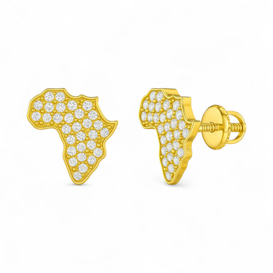 African Heritage Map Natural Diamond Studs in 18K Gold