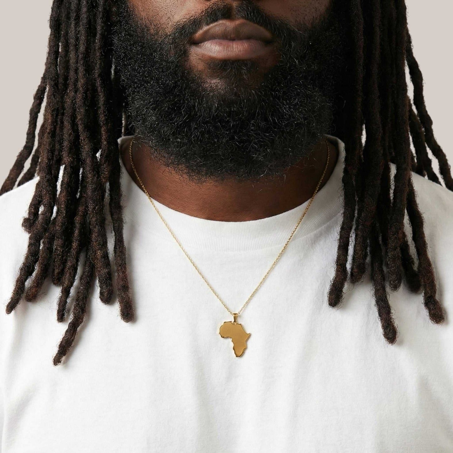 African Map Necklace in 18KT Gold