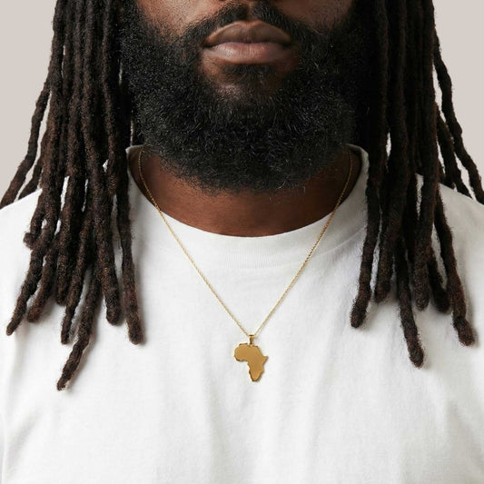 African Map Necklace in 18KT Gold