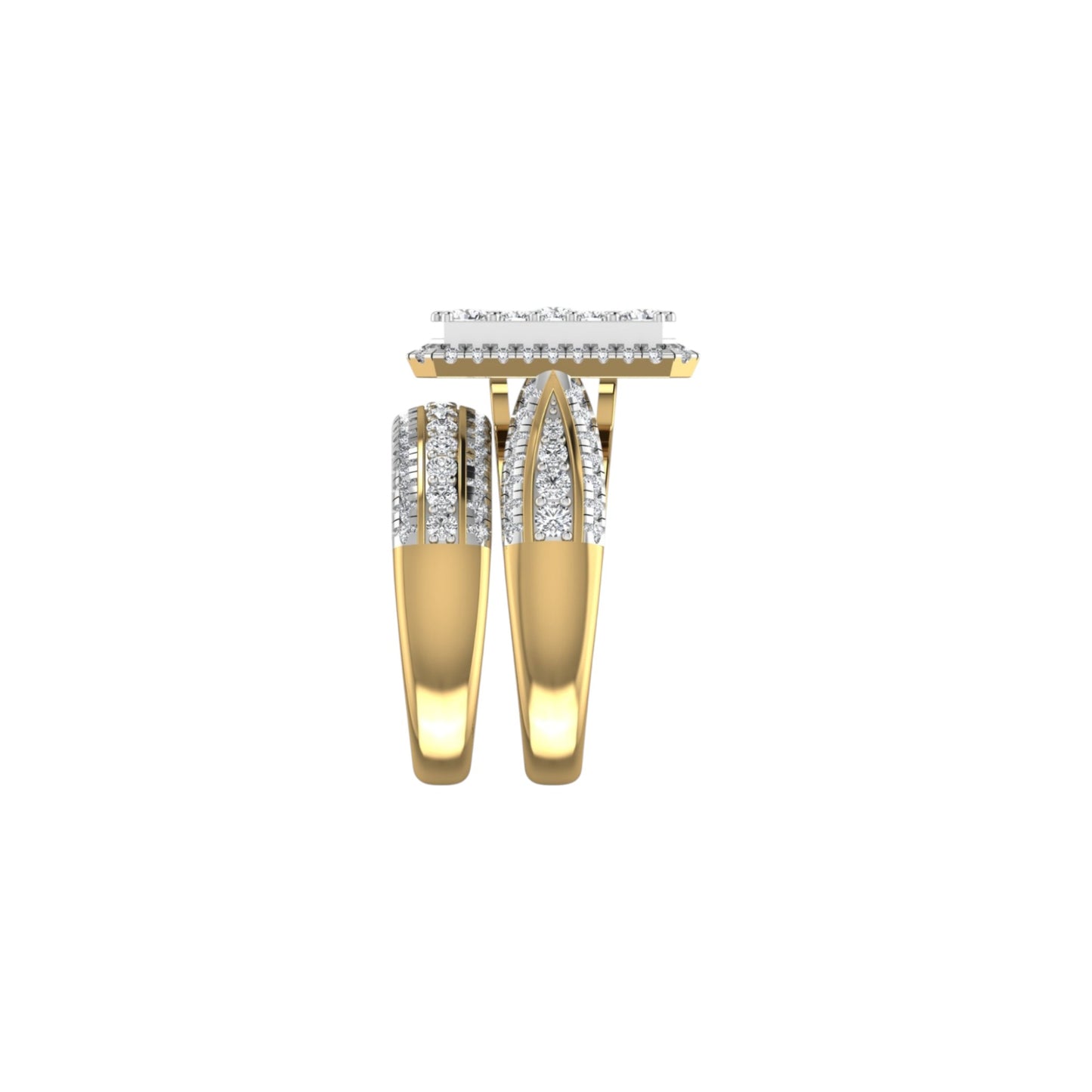 Amanda Radiant Cut Diamond Bride Set in 18K Gold