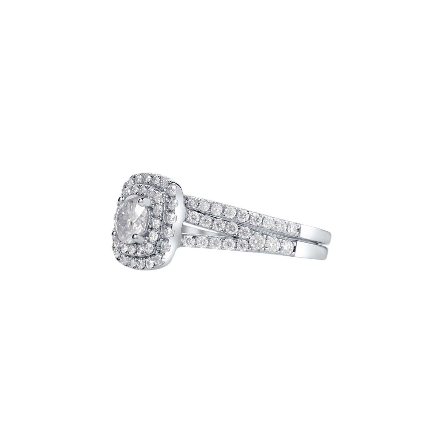 Audre Cushion Cut Moissanite Bridal Set in 925 Sterling Silver