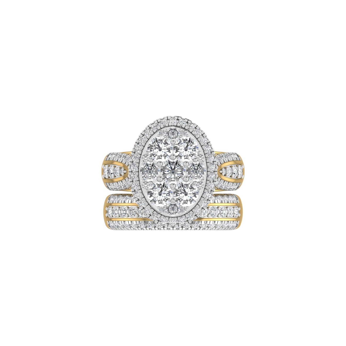 Amanda Oval Cut Natural Diamonds Bride Set in 18K Gold