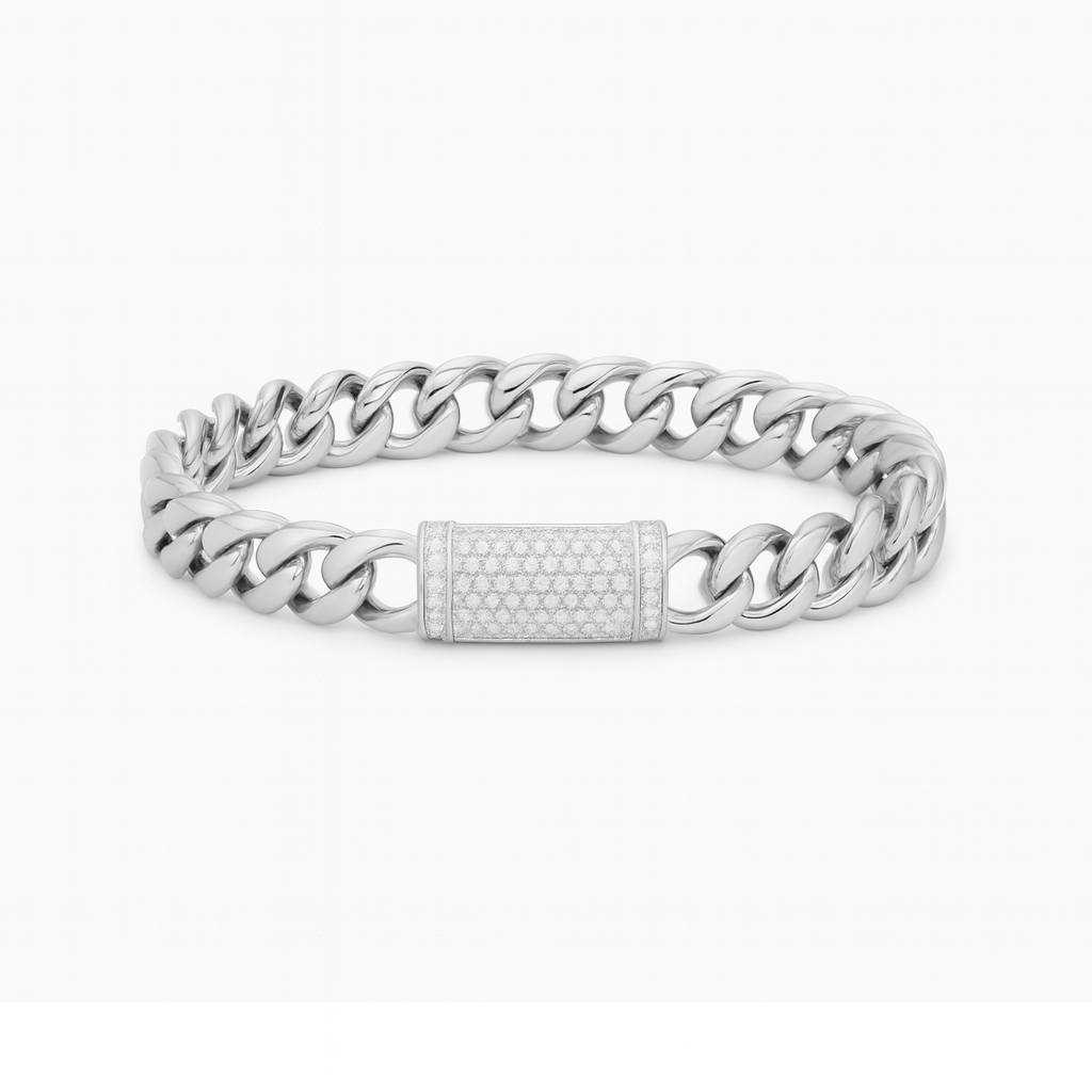 Cuban Link Moissanite Bracelet in 925 Sterling Silver