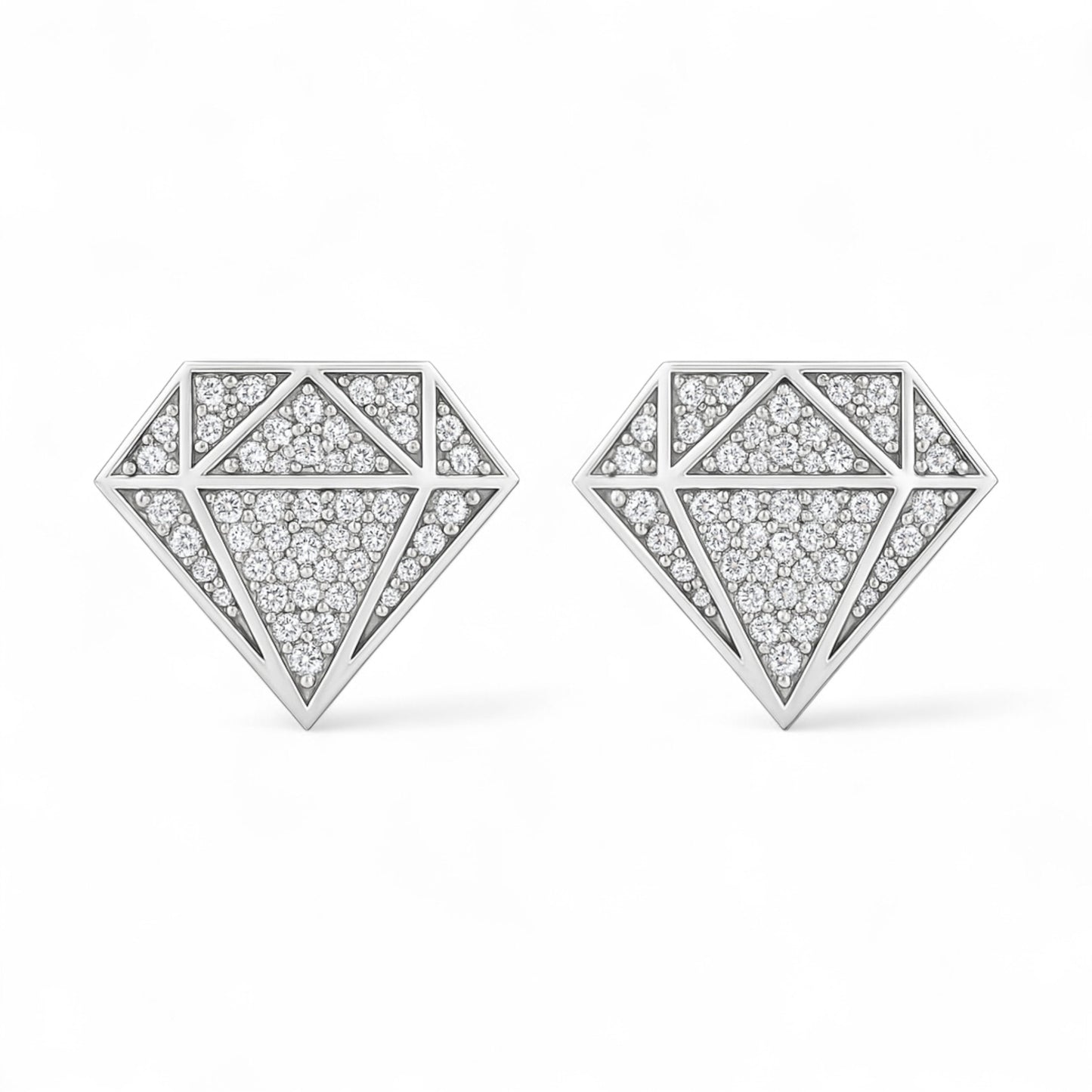 Diamond-shaped earrings on a white background
