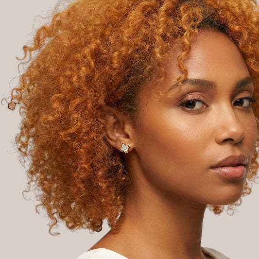 Dual Natural Diamond Clover Earrings in 18KT Gold