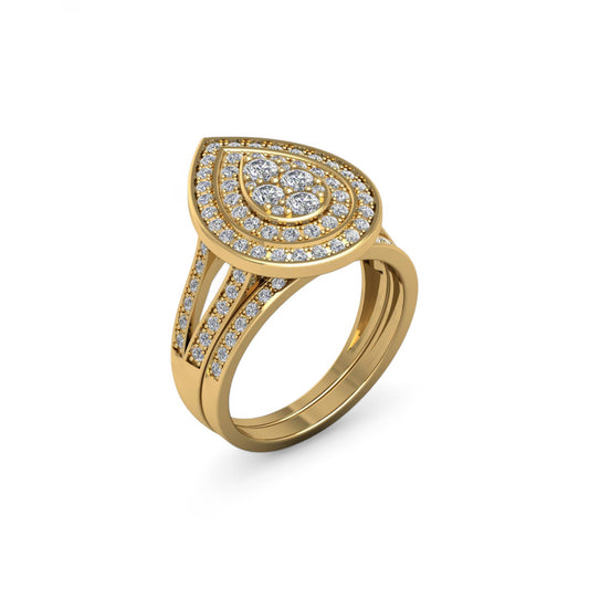 Ego Pear Cut Moissanite Cluster Bride Set in 10K Gold