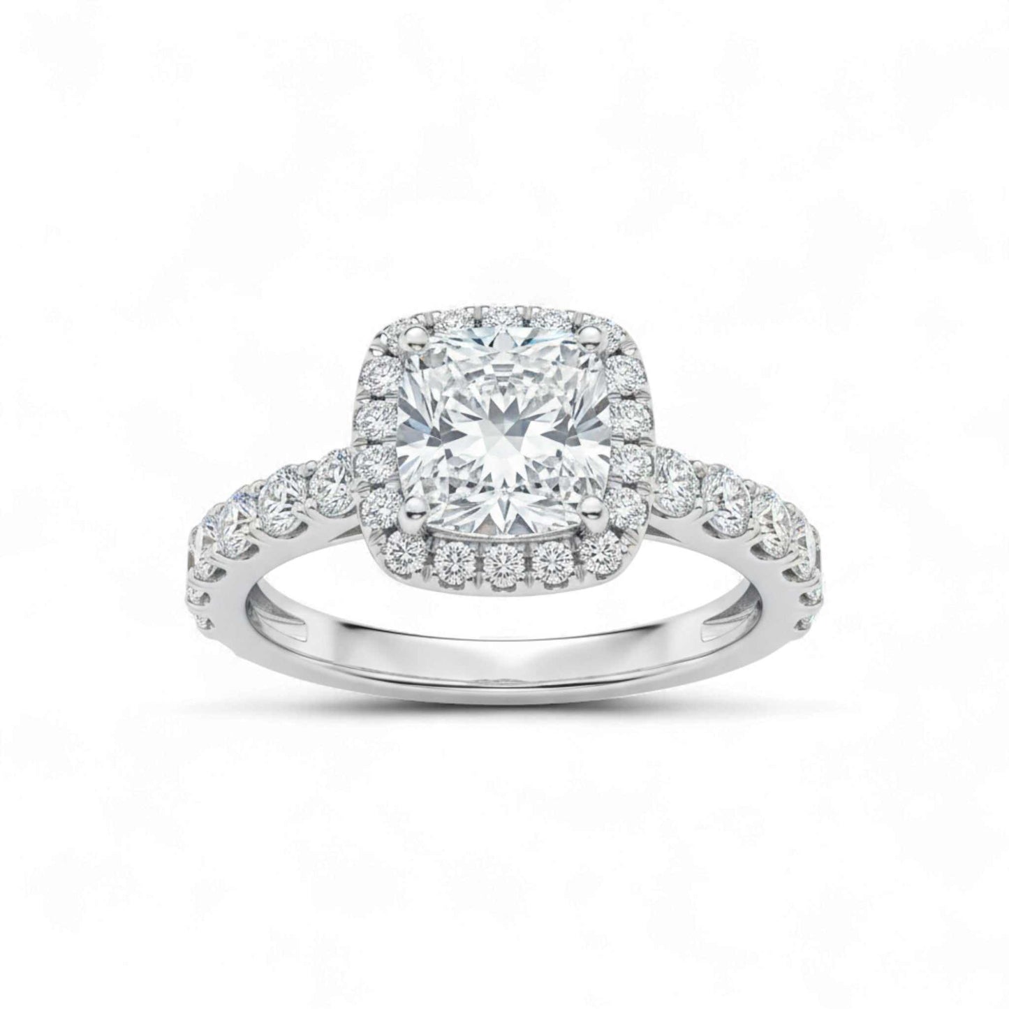 Eleanor Cushion Cut CZ engagement ring with cushion-cut cubic zirconia and sterling silver band