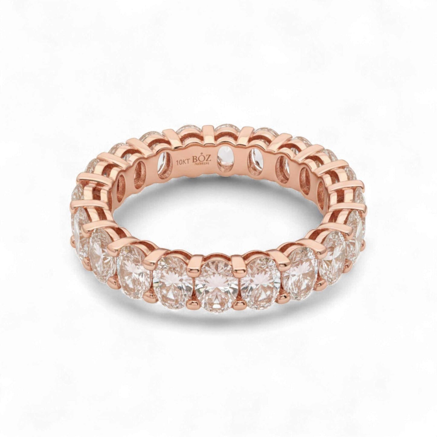 10KT gold Eternity Oval Cut CZ Band with continuous oval cubic zirconia stones