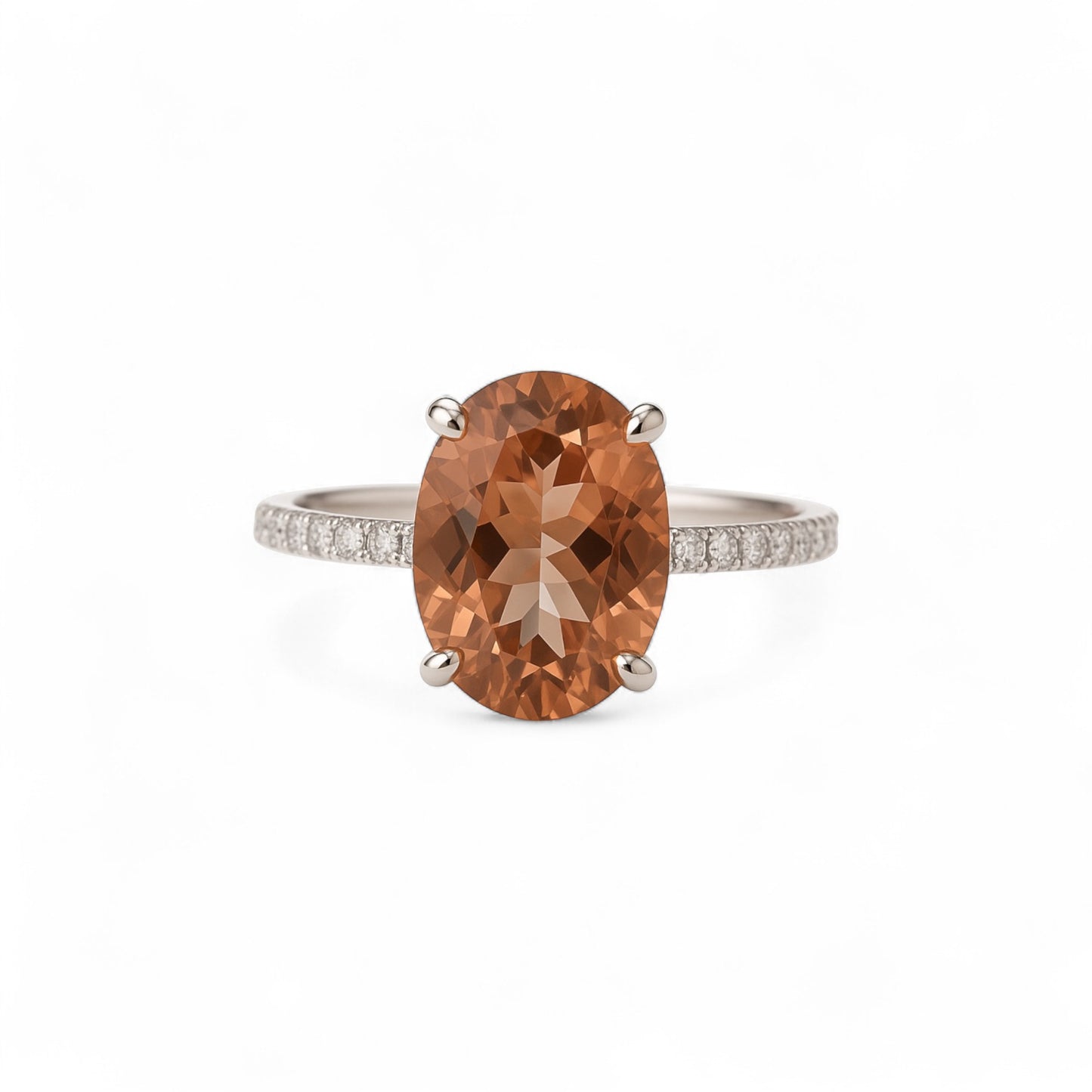 Fay Oval Cut Morganite and Natural Diamond Engagement Ring in 18KT Gold