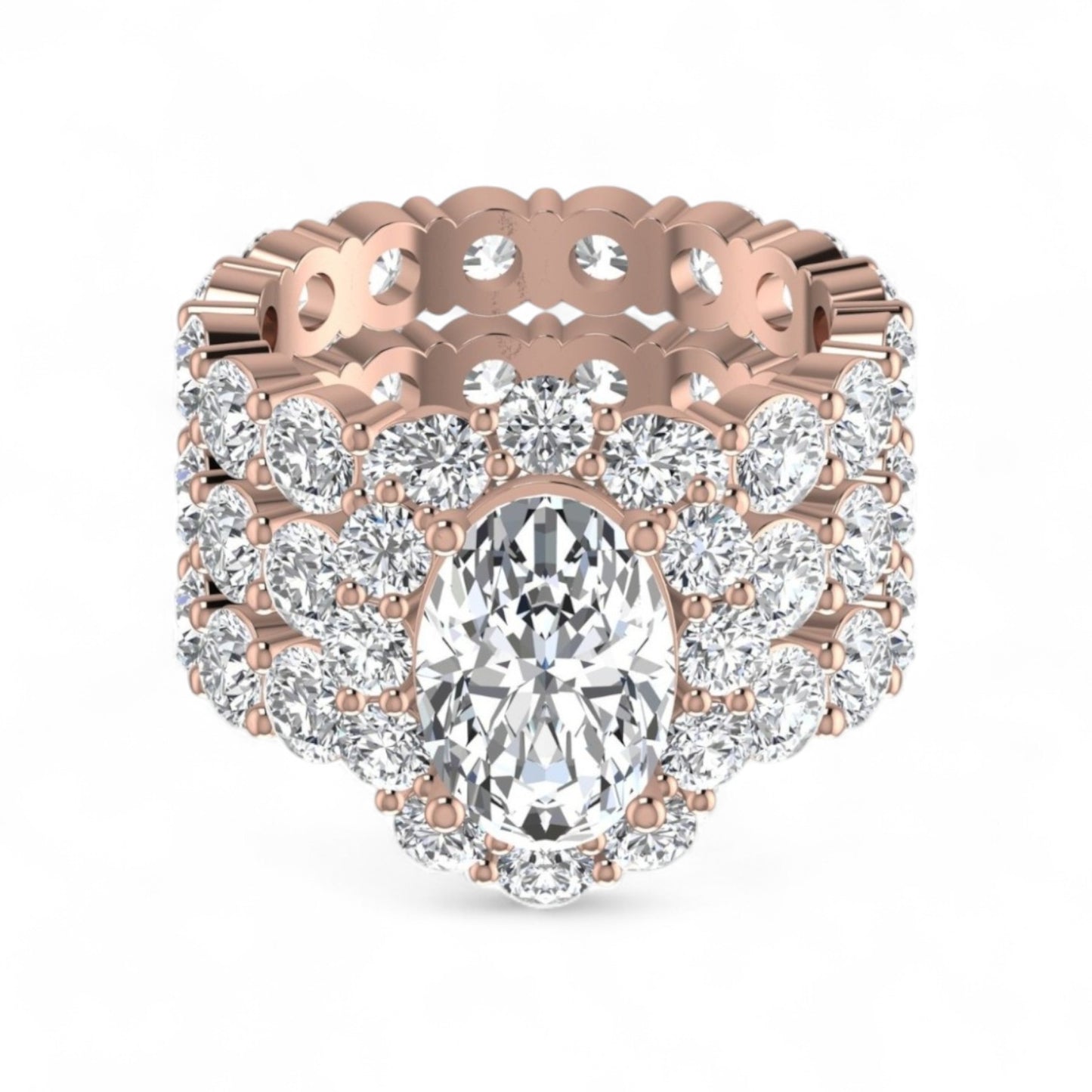 Jane Oval Natural Pavé Diamonds Bride Set in 18K Gold