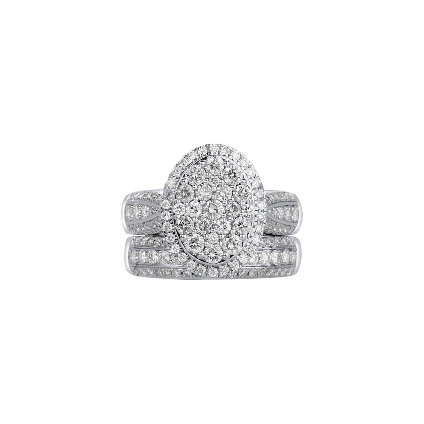 Amanda Oval Cut Natural Diamonds Bride Set in 18K Gold