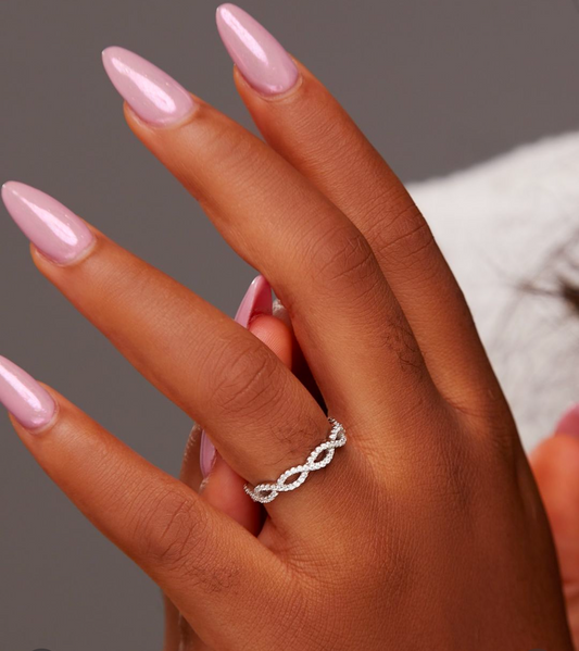 Infinity Moissanite Band in 925 Sterling Silver