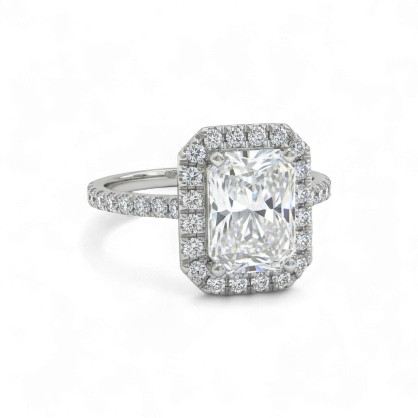 Irene Radiant Moissanite & Diamond Engagement Ring in 18KT Gold