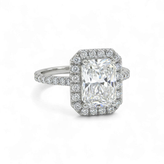 Irene Radiant Moissanite & Diamond Engagement Ring in 18KT Gold