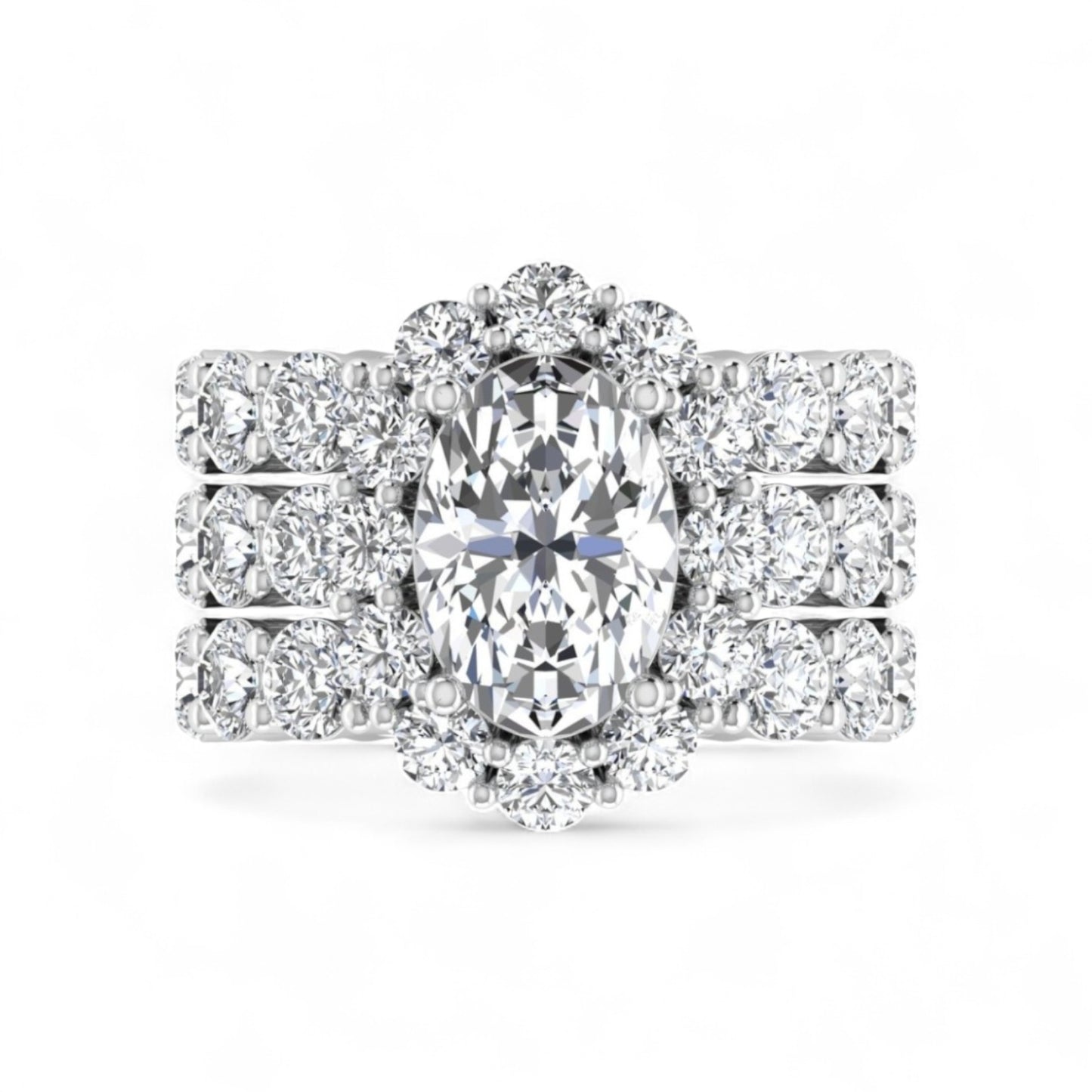 Jane Oval Natural Pavé Diamonds Bride Set in 18K Gold