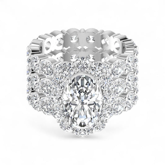 Jane Oval Natural Pavé Diamonds Bride Set in 18K Gold